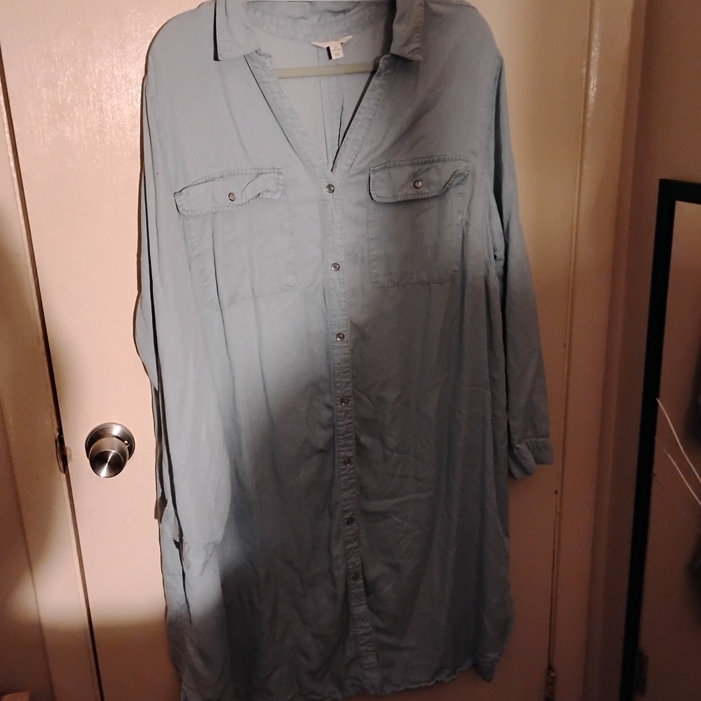 Brand New... Never Worn Light Blue 🩵 Long Sleeve Button Up Shirt Dress